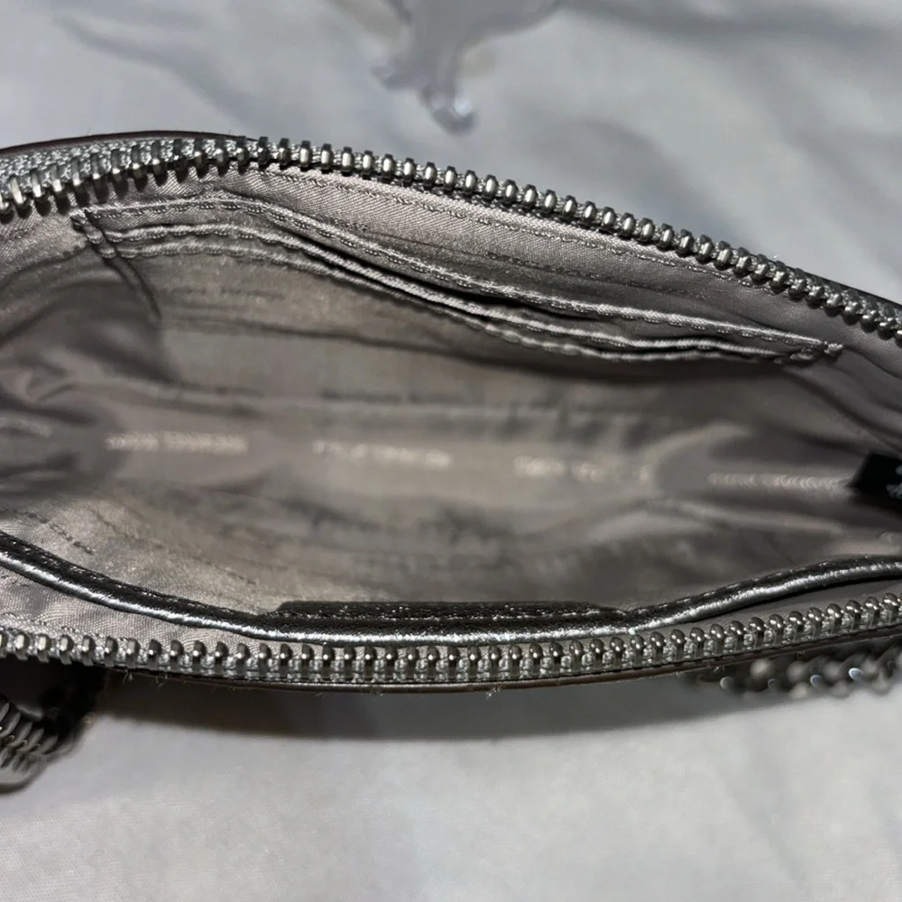 Michael Kors Mini Silver Metallic Pouchette Bag - Picture 4 of 15